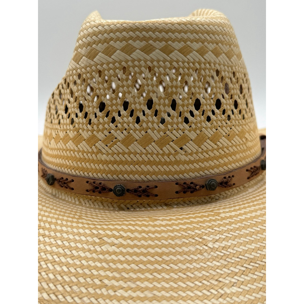 Bullhide Montecarlo Straw Cowboy Hat 50X Shantung Panama Western Tan Vented - Picture 5 of 10